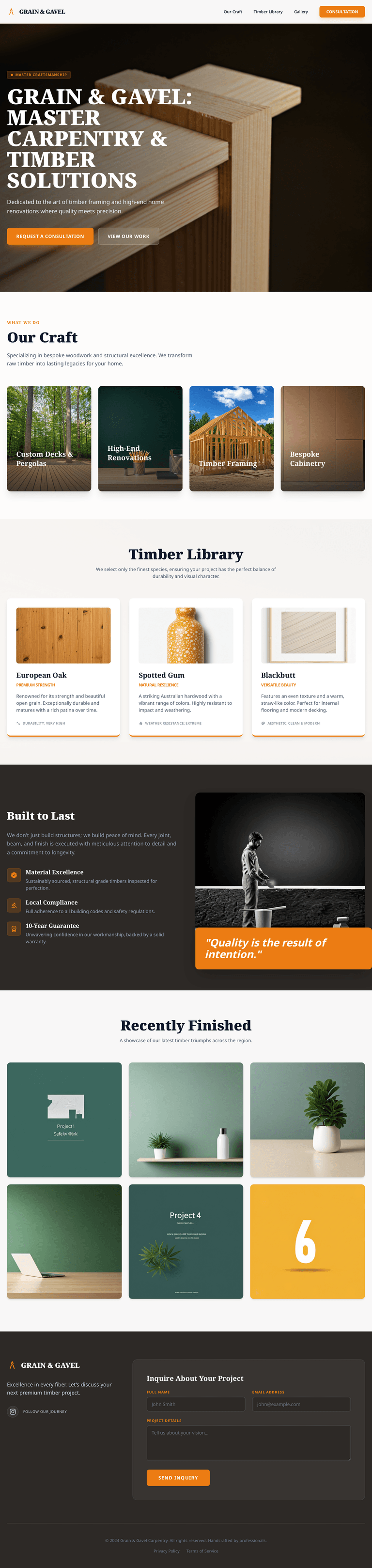 Carpentry tradie website design example in Australia