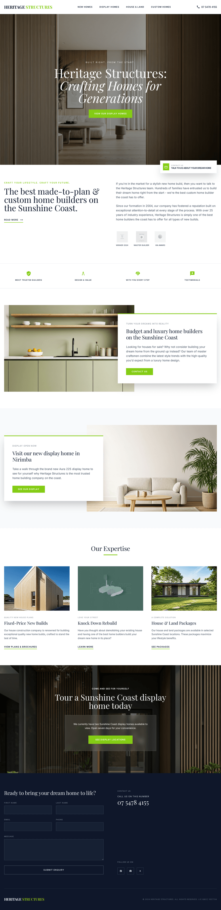 Heritage Structures trade business website example in Australia