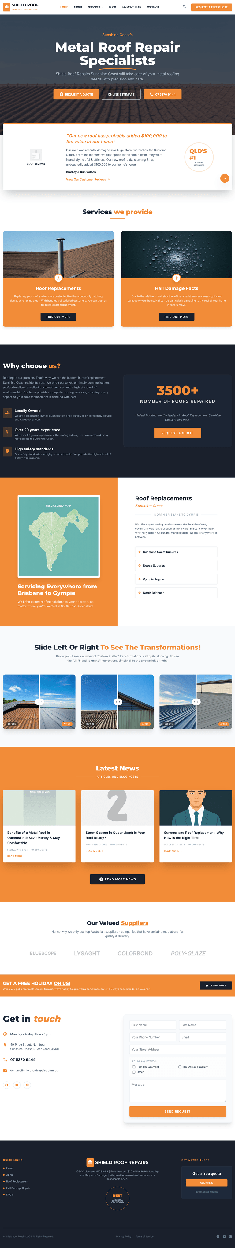 Shield Roof tradie website example in Australia